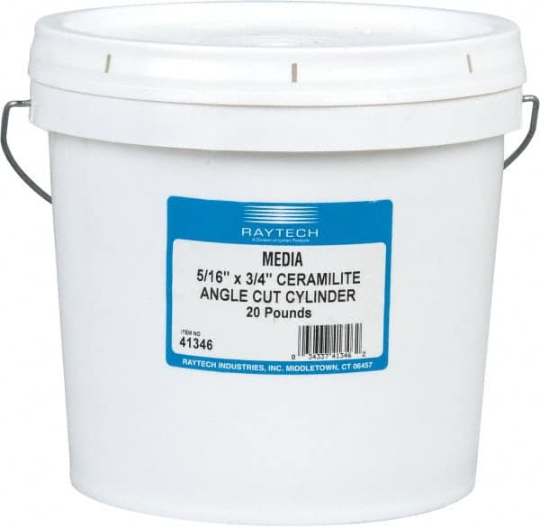 Raytech - Ceramic Plastic Blend Carrier, Polishing Tumbling Media - Cylinder Shape, Wet Operation, 5/16" Long x 3/4" High - Exact Tooling