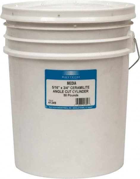 Raytech - Ceramic Plastic Blend Carrier, Polishing Tumbling Media - Cylinder Shape, Wet Operation, 5/16" Long x 3/4" High - Exact Tooling