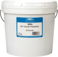 Raytech - Ceramic Carrier, Aluminum Oxide Abrasive, Polishing Tumbling Media - Polyhedron Shape, Wet Operation, 3/8" Long x 1/2" High - Exact Tooling