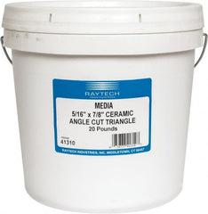 Raytech - Ceramic Carrier, Aluminum Oxide Abrasive, Polishing Tumbling Media - Triangle Shape, Wet Operation, 5/16" Long x 7/8" High - Exact Tooling