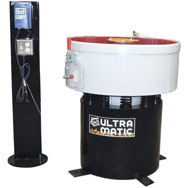 Made in USA - 2 hp, Wet/Dry Operation Vibratory Tumbler - Adjustable Amplitude, Flow Through Drain - Exact Tooling