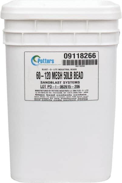 Made in USA - Medium Grade Smooth Glass Bead - 60 to 120 Grit, 50 Lb Pail - Exact Tooling