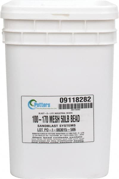 Made in USA - Medium/Fine Grade Smooth Glass Bead - 100 to 170 Grit, 50 Lb Pail - Exact Tooling