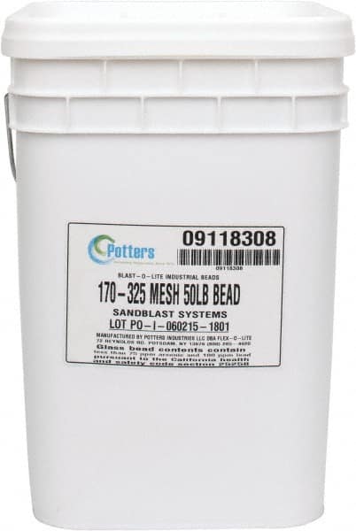 Made in USA - Fine Grade Smooth Glass Bead - 170 to 325 Grit, 50 Lb Pail - Exact Tooling