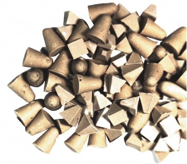 Bel-Air Finishing Supply - 50 Lb Plastic Carrier, Cone & Pyramid Shaped, Tumbling Media - Cut Type, Angle Edge, Wet Operation, 1/4 & 3/8" High x 1/4 & 3/8" Long Base - Exact Tooling