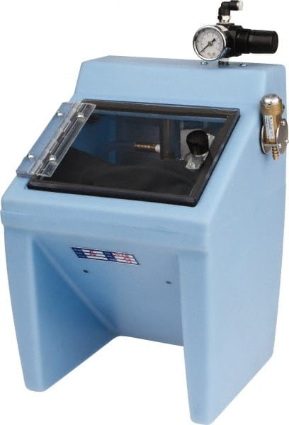 Made in USA - 220V 2 Hand Sandblaster - Pressure Feed, 25" CFM at 100 PSI - Exact Tooling