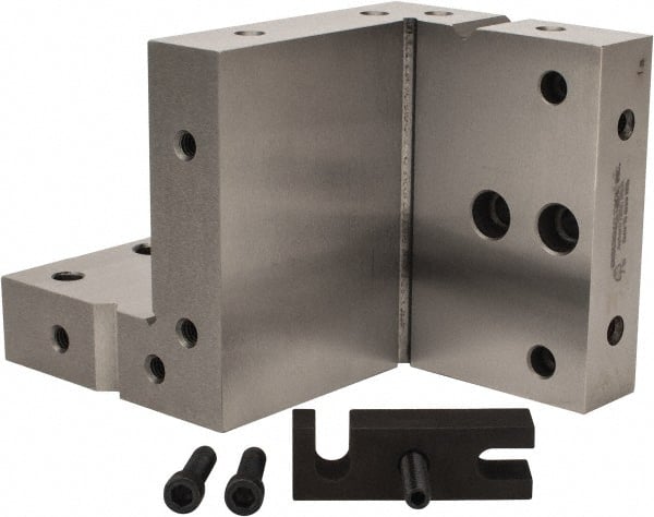 Suburban Tool - 4" Wide x 6" Deep x 4" High Steel Precision-Ground Angle Plate - Compound Plate, Machined Holes on Surface, Open End, 1" Thick, Single Plate - Exact Tooling