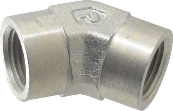 Parker - 3/8 Female Thread, Zinc Plated Steel Industrial Pipe 45° Female Elbow - FNPTF, 4,500 psi - Exact Tooling