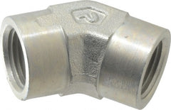 Parker - 3/8 Female Thread, Zinc Plated Steel Industrial Pipe 45° Female Elbow - FNPTF, 4,500 psi - Exact Tooling