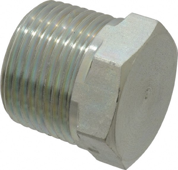 Parker - 3/4 Male Thread, Zinc Plated Steel Industrial Pipe Hex Head Plug - MNPTF, 5,500 psi - Exact Tooling