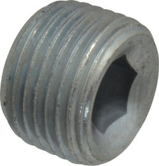 Parker - 3/8 Male Thread, Zinc Plated Steel Industrial Pipe Hollow Hex Plug - MNPTF, 6,000 psi - Exact Tooling
