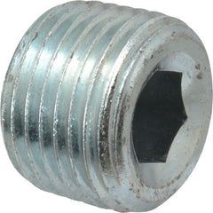 Parker - 1/2 Male Thread, Zinc Plated Steel Industrial Pipe Hollow Hex Plug - MNPTF, 6,000 psi - Exact Tooling