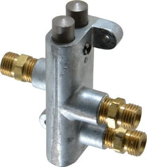 Heinrich - 1/4" NPS Four Way Valve Air Valve - 1/4" NPT Inlet, 0.25" NPT Outlet, Plunger Button/Spring Acuator - Exact Tooling