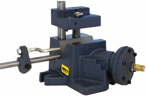Heinrich - 3/4 to 1-1/2" Vee Capacity, Air Cross Hole Jig - 8-7/8" Long x 7-1/16" Wide x 6-3/4" High, 5/16, 1/2 & 3/4" ID of Furnished Liners - Exact Tooling