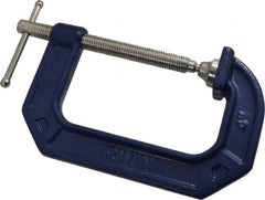 Irwin - Regular-Duty 4" Max Opening, 3" Throat Depth, Cast Iron Standard C-Clamp - 1,000 Lb Capacity, 0" Min Opening, Standard Throat Depth - Exact Tooling