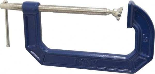 Irwin - Regular-Duty 6" Max Opening, 3-1/2" Throat Depth, Cast Iron Standard C-Clamp - 1,500 Lb Capacity, 0" Min Opening, Standard Throat Depth - Exact Tooling