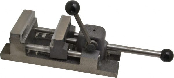 Heinrich - 3" Jaw Opening Capacity x 1-1/4" Throat Depth, Horizontal Drill Press Vise - 3" Wide Jaw, Stationary Base, Standard Speed - Exact Tooling