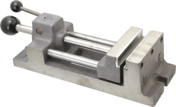 Heinrich - 4-11/16" Jaw Opening Capacity x 1-5/16" Throat Depth, Horizontal Drill Press Vise - 4" Wide Jaw, Stationary Base, Standard Speed - Exact Tooling