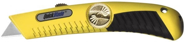 PHC - Retractable Utility Knife - Yellow Metal Handle, 1 Blade Included - Exact Tooling