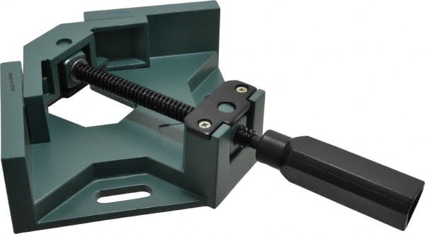 Gibraltar - Fixed Angle, 2 Axes, 5-1/2" Long, 2-1/2" Jaw Height, 2-1/2" Max Capacity, Angle & Corner Clamp - 90° Clamping Angle, 1-1/8" Throat Depth - Exact Tooling