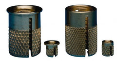E-Z LOK - 3/8-16 UNC Brass Flanged Press Fit Threaded Insert for Plastic - 5/8" OAL, 0.451" Insert Diam, 7/16" Hole Diam, 7/16" Drill - Exact Tooling