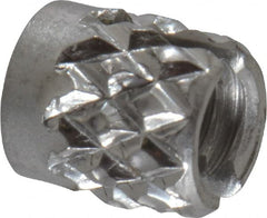 E-Z LOK - #4-40 UNC Stainless Steel Flush Press Fit Threaded Insert for Plastic - 3/16" OAL, 0.166" Insert Diam, 5/32" Hole Diam, 5/32" Drill - Exact Tooling