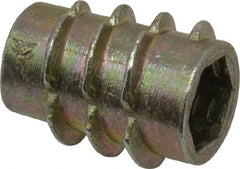 E-Z LOK - #8-32, Zinc Alloy Flush Hex Drive Insert - 15/64" Drill, 0.2362" Hole Diam, 0.3937" Long, 1/2" Min Grip, M4 Hex - Exact Tooling