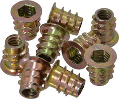 E-Z LOK - 1/4-20, Zinc Alloy Flanged Hex Drive Insert - 23/64" Drill, 0.3543" Hole Diam, 0.512" Long, 1/2" Min Grip, M6 Hex - Exact Tooling