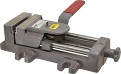 Heinrich - 4" Jaw Opening Capacity x 1-3/8" Throat Depth, Horizontal Drill Press Vise - 4" Wide x 1-3/8" High Jaw, Stationary Base, Standard Speed, 11-3/4" OAL - Exact Tooling