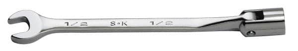 SK - 7/16" 12 Point Flexhead Combination Wrench - 7" OAL, Steel, Chrome Finish - Exact Tooling