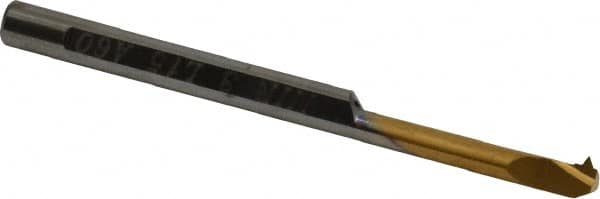 Carmex - 0.59" Cutting Depth, 24 to 32 TPI, 0.13" Diam, Internal Thread, Solid Carbide, Single Point Threading Bar - TiN Finish, 1-1/2" OAL, 3mm Shank Diam, 0.024" Projection from Edge, 60° Profile Angle - Exact Tooling