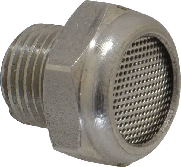 Legris - 1/8 Male NPT, 14mm Hex, Exhaust Muffler - 175 Max psi, 108 Decibel Rating, Stainless Steel - Exact Tooling