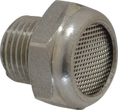 Legris - 1/8 Male NPT, 14mm Hex, Exhaust Muffler - 175 Max psi, 108 Decibel Rating, Stainless Steel - Exact Tooling