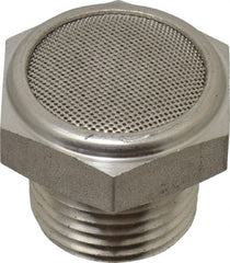 Legris - 1/2 Male NPT, 27mm Hex, Exhaust Muffler - 175 Max psi, 108 Decibel Rating, Stainless Steel - Exact Tooling