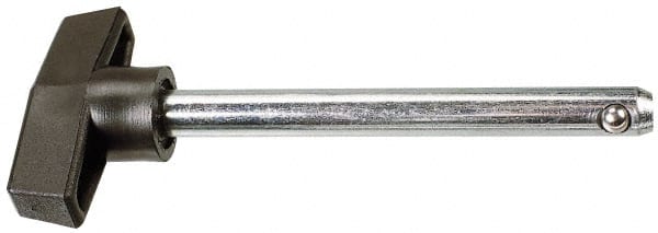 Value Collection - 3/8" Diam, 3" Usable Length, T Handle, Quick Release Pin - 3-7/8" OAL, Grade C1010/C1022 Steel, Zinc-Plated Finish - Exact Tooling
