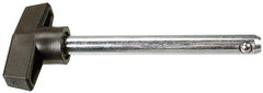 Value Collection - 3/8" Diam, 3" Usable Length, T Handle, Quick Release Pin - 3-7/8" OAL, Grade C1010/C1022 Steel, Zinc-Plated Finish - Exact Tooling