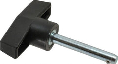 Value Collection - 1/4" Diam, 1-3/4" Usable Length, T Handle, Quick Release Pin - 2-1/2" OAL, Grade C1010/C1022 Steel, Zinc-Plated Finish - Exact Tooling