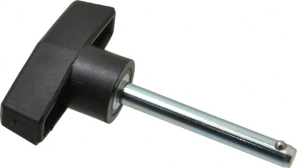 Value Collection - 1/4" Diam, 2" Usable Length, T Handle, Quick Release Pin - 2-3/4" OAL, Grade C1010/C1022 Steel, Zinc-Plated Finish - Exact Tooling
