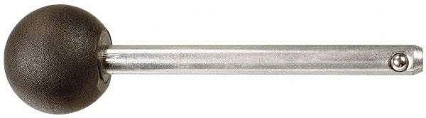 Value Collection - 1/2" Diam, 3-3/4" Usable Length, Ball Knob, Quick Release Pin - 3-3/4" OAL, Grade C1010/C1022 Steel, Zinc-Plated Finish - Exact Tooling