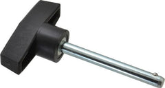 Value Collection - 1/4" Diam, 2-1/4" Usable Length, T Handle, Quick Release Pin - 2-1/4" OAL, Grade C1010/C1022 Steel, Zinc-Plated Finish - Exact Tooling
