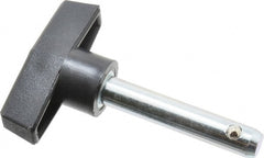 Value Collection - 3/8" Diam, 2" Usable Length, T Handle, Quick Release Pin - 2-7/8" OAL, Grade C1010/C1022 Steel, Zinc-Plated Finish - Exact Tooling