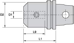 Kennametal - KM32 Modular Connection 12mm Hole End Mill Holder/Adapter - 42mm Nose Diam, 50mm Projection, Through-Spindle Coolant - Exact Tooling