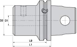 Kennametal - KM63XMZ Modular Connection 20mm Hole End Mill Holder/Adapter - 52mm Nose Diam, 65mm Projection, Through-Spindle Coolant - Exact Tooling