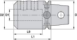 Kennametal - KM63UT Modular Connection 12mm Hole End Mill Holder/Adapter - 42mm Nose Diam, 55mm Projection, Through-Spindle Coolant - Exact Tooling
