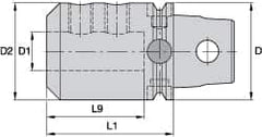 Kennametal - KM63UT Modular Connection 32mm Hole End Mill Holder/Adapter - 72mm Nose Diam, 90mm Projection, Through-Spindle Coolant - Exact Tooling