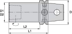 Kennametal - KM63UT Outside Modular Connection, KM32 Inside Modular Connection, KM63 to KM32 Reducing Adapter - 70mm Projection, 32mm Nose Diam, 110.01mm OAL, Through Coolant - Exact Tooling
