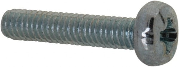 Value Collection - M2.5x0.45, 12mm Length Under Head Phillips Drive Machine Screw - Pan Head, Grade 4.8 Steel, Zinc-Plated Finish, Without Washer - Exact Tooling