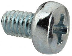 Value Collection - M2.5x0.45, 4mm Length Under Head Phillips Drive Machine Screw - Pan Head, Grade 4.8 Steel, Zinc-Plated Finish, Without Washer - Exact Tooling