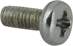 Value Collection - M2.5x0.45, 6mm Length Under Head Phillips Drive Machine Screw - Pan Head, Grade 4.8 Steel, Zinc-Plated Finish, Without Washer - Exact Tooling