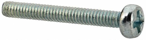 Value Collection - M2x0.40, 16mm Length Under Head Phillips Drive Machine Screw - Pan Head, Grade 4.8 Steel, Zinc-Plated Finish, Without Washer - Exact Tooling